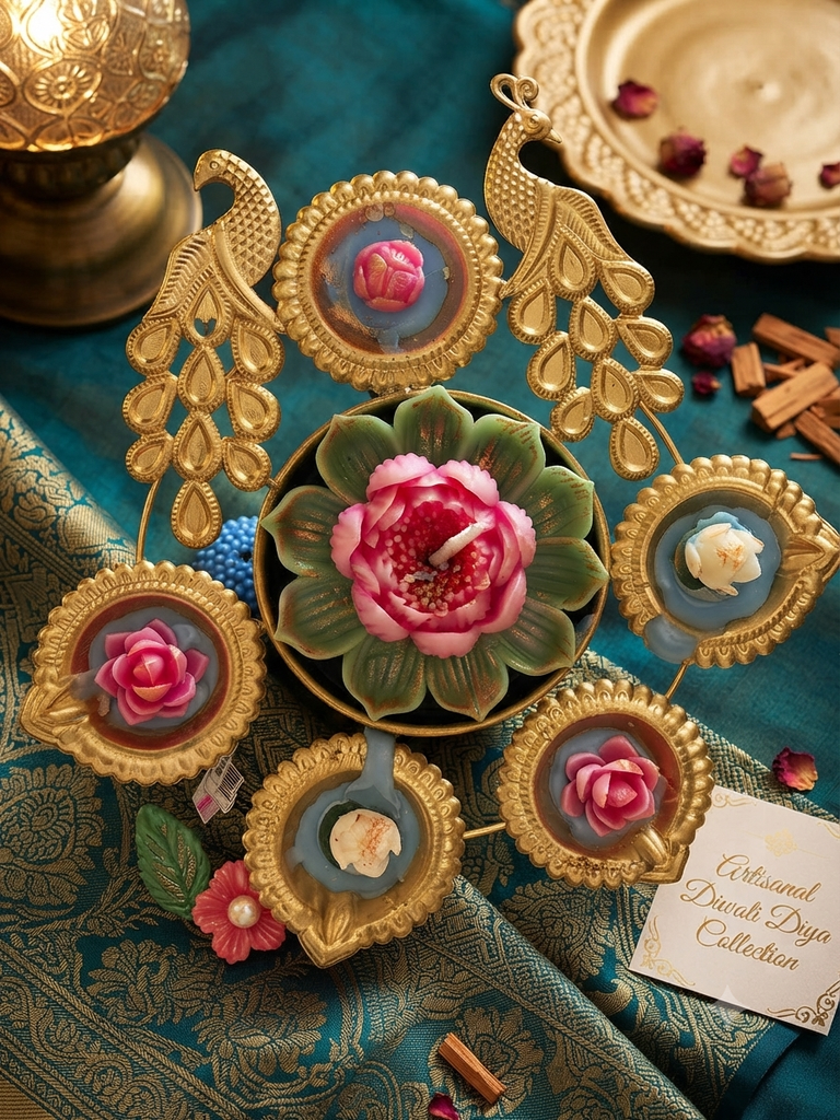 Peacock Urli Candle