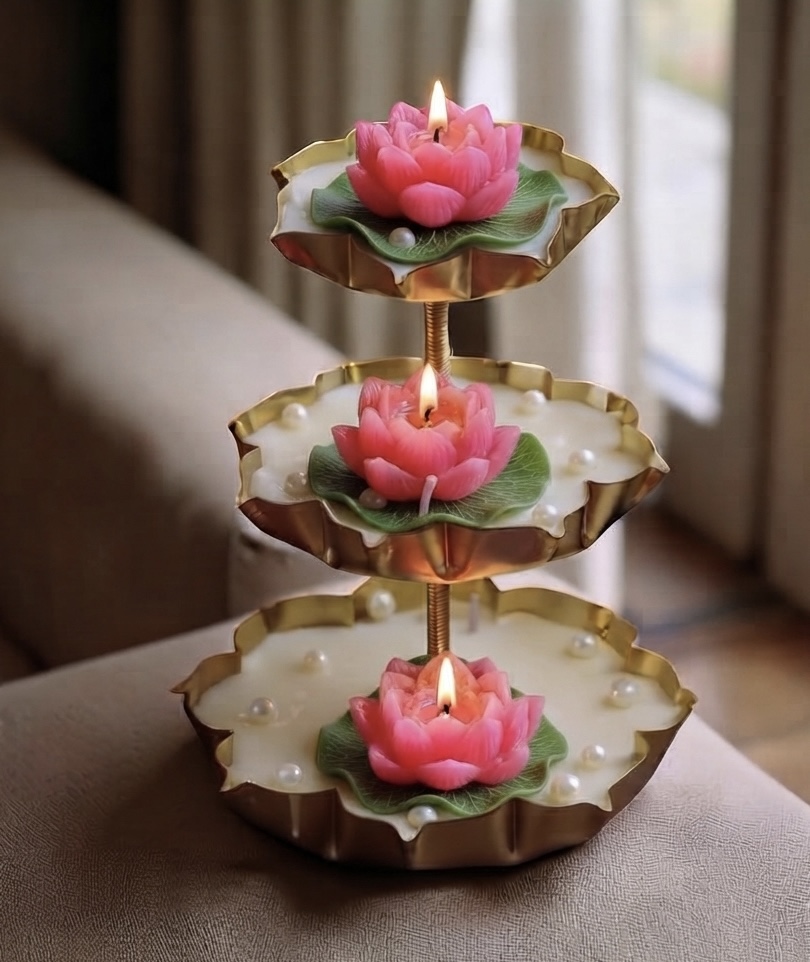 3 tier lotus Urli candle