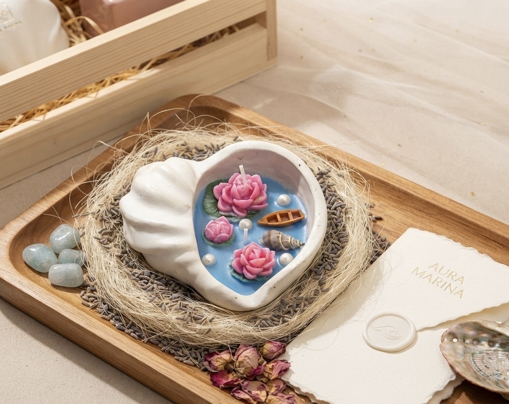 Aqua Marina Conch shell Candle